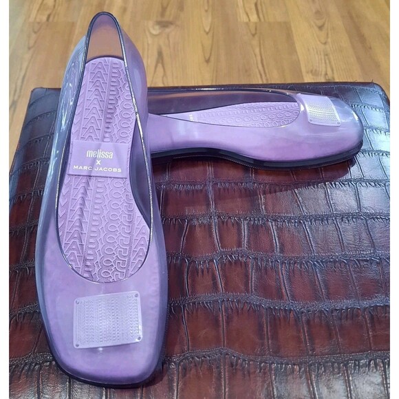 Rare MARC JACOBS + MELISSA Collab LILAC Ruby Ballerina Flats Designer Sz 8 XLNT - Picture 4 of 12